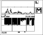 Záznam liniového měření tlouštěk typu B-scan